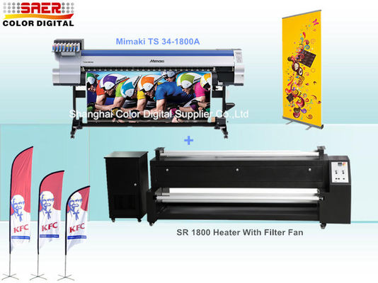 Máy in Mimaki với đầu Epson cùng với máy sưởi thăng hoa