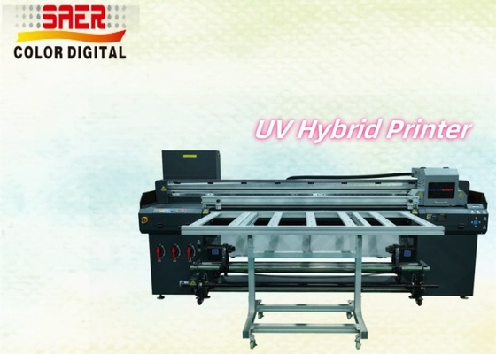 1.8m UV Hybrid Printer With Table Large Format Roll To Roll & Flatbed With High Resolution Print Head