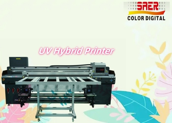 SAER 1.8M Roll To Roll & Flatbed Digital UV Hybrid Printer CMYKW Varnish