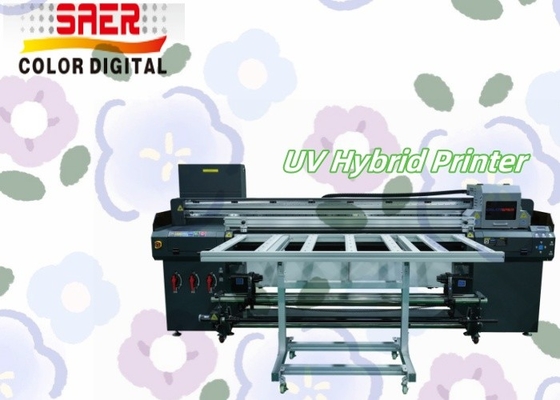 SAER 1.8M Roll To Roll & Flatbed Digital UV Hybrid Printer CMYKW Varnish