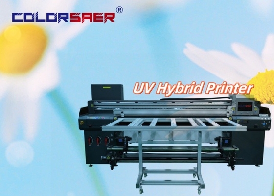 1.8m Máy in UV định dạng lớn phẳng và cuộn để cuộn tất cả trong một máy vẽ UV lai