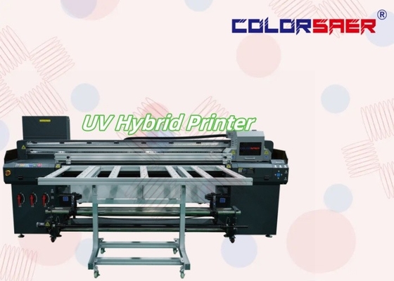1.8m Máy in UV định dạng lớn phẳng và cuộn để cuộn tất cả trong một máy vẽ UV lai