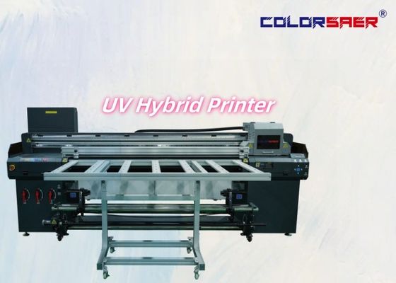 180cm In rộng UV Roll to Roll & Flatbed Hybrid Printer với 3 pcs hoặc 4 pcs in đầu optinal CMYK Varnish