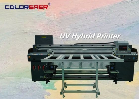 180cm In rộng UV Roll to Roll & Flatbed Hybrid Printer với 3 pcs hoặc 4 pcs in đầu optinal CMYK Varnish